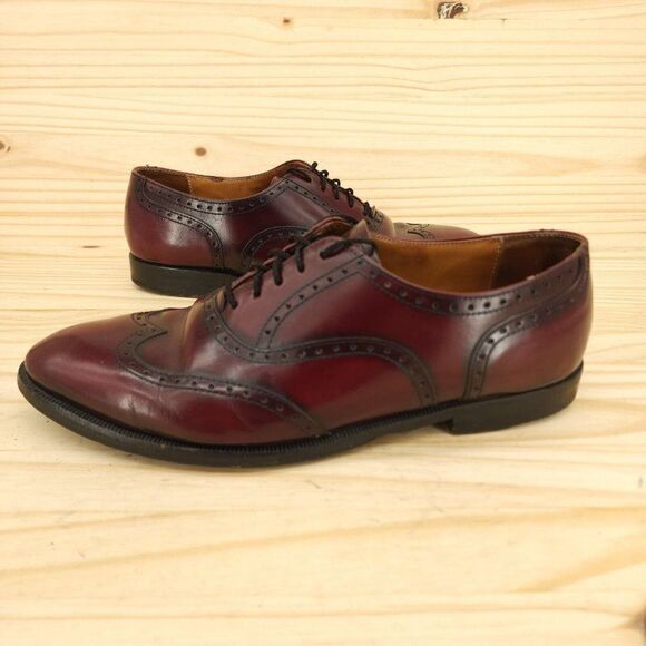 Vtg Cole Haan Wingtip Oxfords Sz 9.5 D Burgundy Leather Dress Shoes Made USA